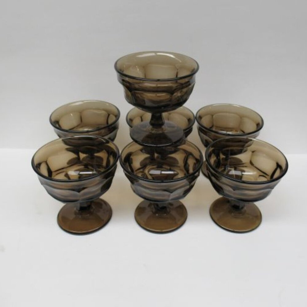 7 - Westmoreland Glass Brown ASHBURTON Line #1885 3 3/4 In 6 Oz Footed Sherbets